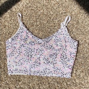 WORN ONCE Urban Outfitters white sequins glitter crop top
